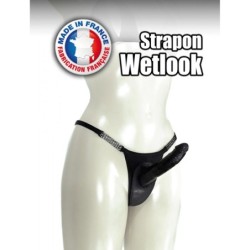 Wetlook Strap-On String Zwart