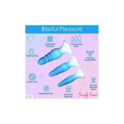 Set 3 X Silikon Butt Plugs Blå