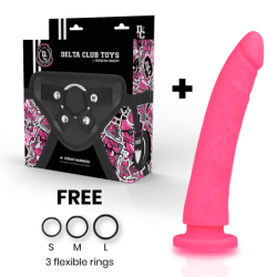 Toys Dildo + Arnês Rosa Silicone Médico 20 Cm -O- 4 Cm