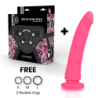 Toys Dildo + Harnais Rose Silicone Médicale 20 Cm -O- 4 Cm