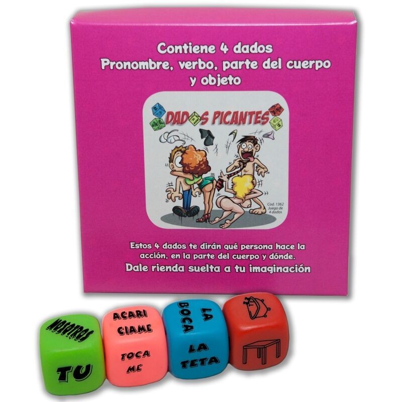 Jeu de 4 Dés Pronom, Verbe, Partie du Corps et Lieu