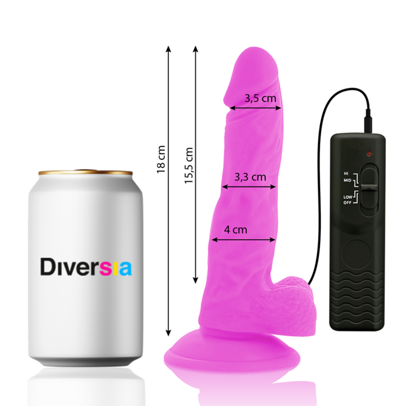 Lankstus vibruojantis violetinis dildo 18 cm -O- 4 cm