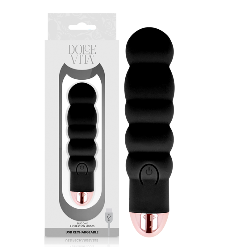 Wiederaufladbarer Vibrator Six Schwarz 7 Geschwindigkeiten Wiederaufladbarer Vibrator Six Schwarz 7 Geschwindigkeiten