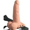 Arreio Ajustável Controlo Remoto Pénis Realista Com Testículos Recarregável E Vibrador 15 Cm