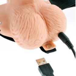 Verstellbarer Harness Realistischer Penis mit Hoden, wiederaufladbar, Vibrator und Fernbedienung 15 cm