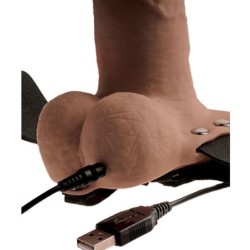 Imbracatura Regolabile Pene Realistico Con Testicoli Ricaricabile E Vibratore 15 Cm