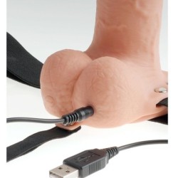 Imbracatura Regolabile Pene Realistico Con Testicoli Ricaricabile E Vibratore 23 Cm