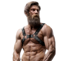 Мъжки колан за гърди от еко кожа Bulldog, регулируем