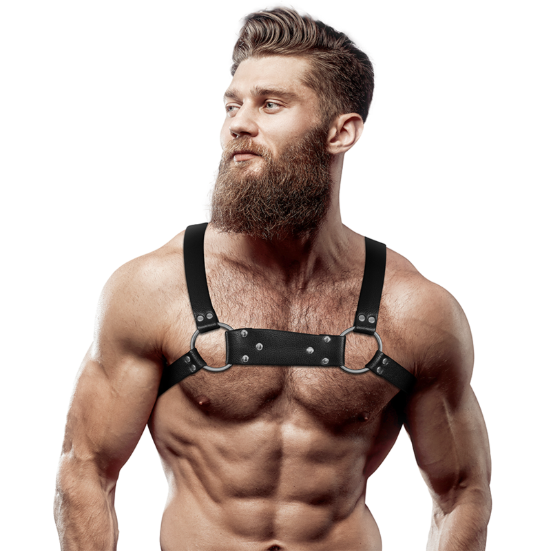 Bulldog Faux Leather Chest Harness for Men Size M/L
