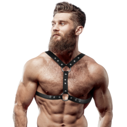 Harnais Similicuir Poitrine Avec Double Fixation Et Clous Homme