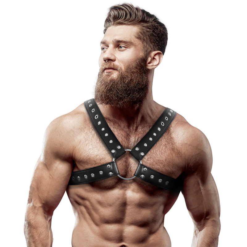 Borsttuig Gekruist Imitatieleer Met Studs Heren