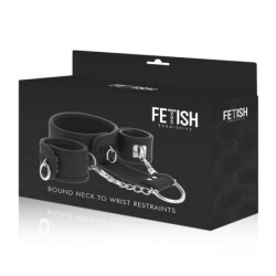 Collare e Manette in Pelle Vegana con Fodera in Neoprene
