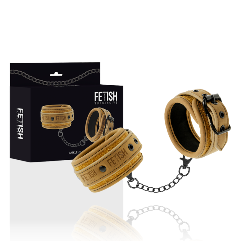 Fetish Submissive Origen - Manette Caviglie in Pelle Vegana con Fodera in Neoprene
