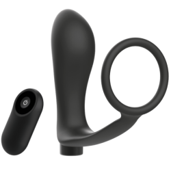 Anell Penil Amb Plug Anal Control Remot Negre Recarregable