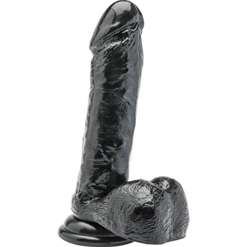 Dildo 18 Cm Com Testículos Preto