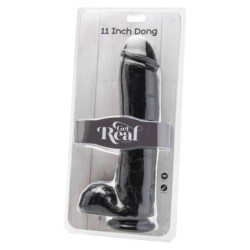 Dildo 28 Cm Com Testículos Preto