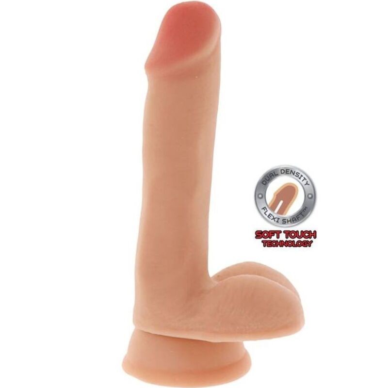 Dvigubo tankio dildo 17 cm su natūraliais sėklidėmis