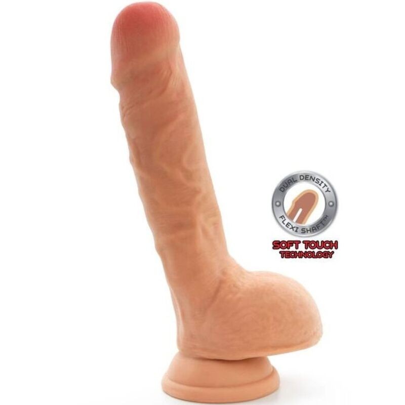 Dildo de Dupla Densidade 18 Cm Com Testículos Natural