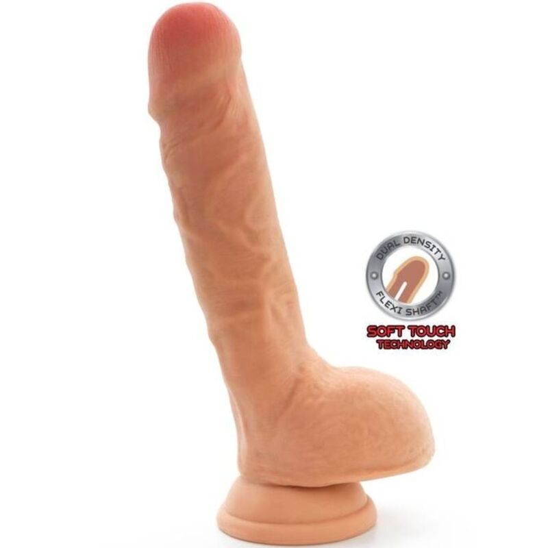 Dual Density Dildo 25,5 Cm Met Testikels Naturel