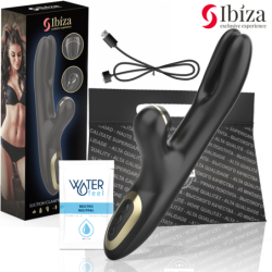 Ibiza - Hi-Tech Rabbit Vibrator til Klitorisstimulation med Bølger og Dobbelt Pinching - Sort