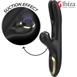 Ibiza - Hi-Tech Rabbit Vibrator til Klitorisstimulation med Bølger og Dobbelt Pinching - Sort