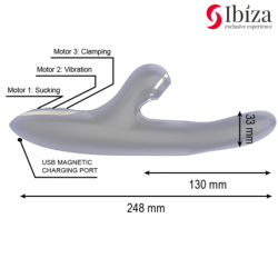 Ibiza - Hi-Tech Rabbit Vibrator til Klitorisstimulation med Bølger og Dobbelt Pinching - Sort