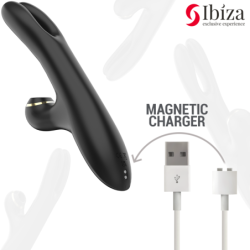 Ibiza - Hi-Tech Rabbit Vibrator til Klitorisstimulation med Bølger og Dobbelt Pinching - Sort