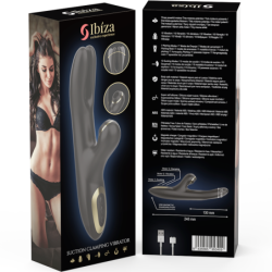 Ibiza - Vibrator Hi-Tech Rabitt Cu Unde Clitorale Și Pinching Dublu Negru