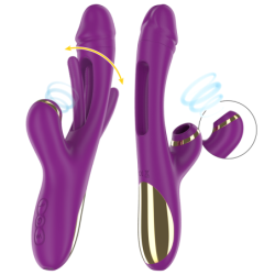 Ateneo Multifunkcionalni Vibrator Punjivi 7 Vibracija S Oscilirajućim Jezikom I Usisavačem Ljubičasti