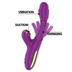 Ateneo Multifunction Rechargeable Vibrator 7 Vibrations With Oscillating Tongue And Purple Suction Toy