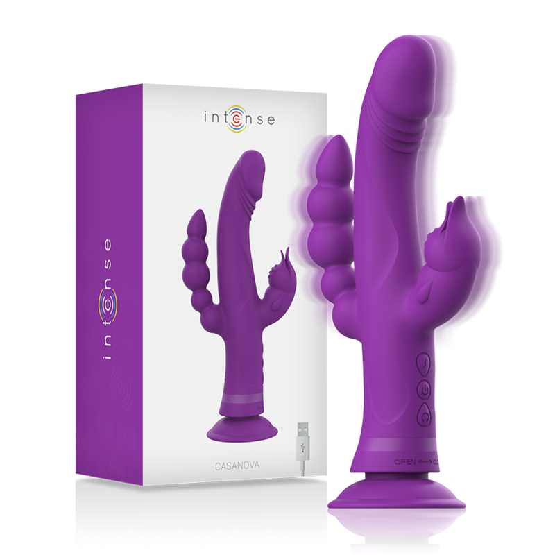 Casanova Vibrador Rabbit Silicone Triplo Motor Roxo