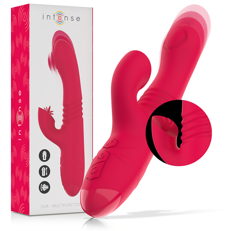 Dua Vibrador Multifunção Recarregável Up & Down Com Língua Vermelho