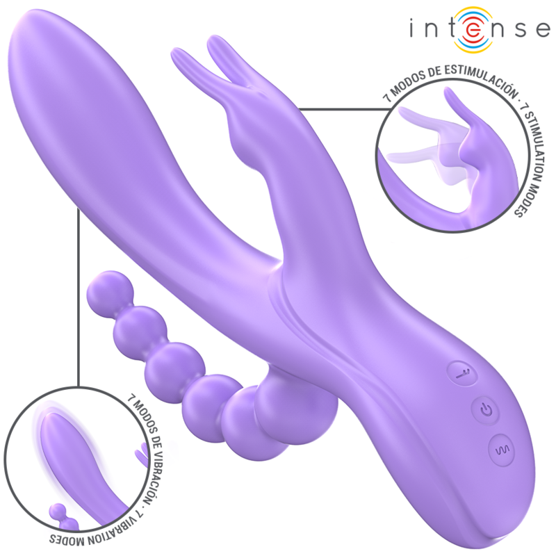 Miko Triple Vibrator Rabbit & Stimulator & Anal 7 Vibrationen Lila