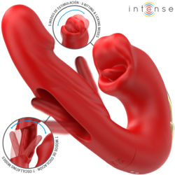 Nathy Vibrador Doble Con Boca Estimuladora Multifunción Rojo