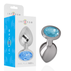 Plug Anal Metal Alumínio Com Cristal Azul Tamanho G