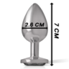 Anal Plug Metaal Aluminium met Zwarte Kristal Maat S