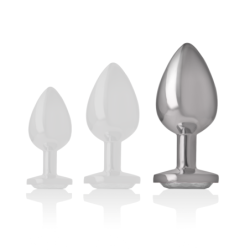 Plug Anale in Metallo Alluminio con Cristallo Argento Taglia L