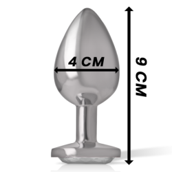 Plug Anale in Metallo Alluminio con Cristallo Argento Taglia L