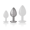 Plug Anale in Metallo Alluminio con Cristallo Argento Taglia M