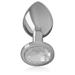 Plug Anale in Metallo Alluminio con Cristallo Argento Taglia S