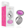 Anal Plug Metaal Aluminium met Roze Kristal Maat L