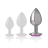 Anal Plug Metaal Aluminium met Roze Kristal Maat L