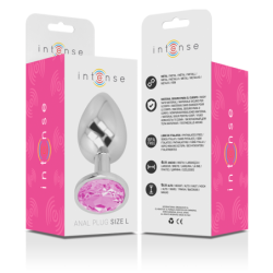 Analplug aus Metall Aluminium mit rosa Kristall Größe L