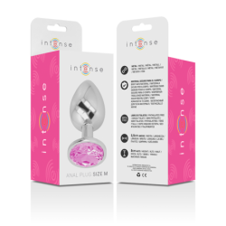 Anal Plug Metaal Aluminium met Roze Kristal Maat M