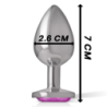 Plug Anal Metal Aluminio Con Cristal Rosa Talla S