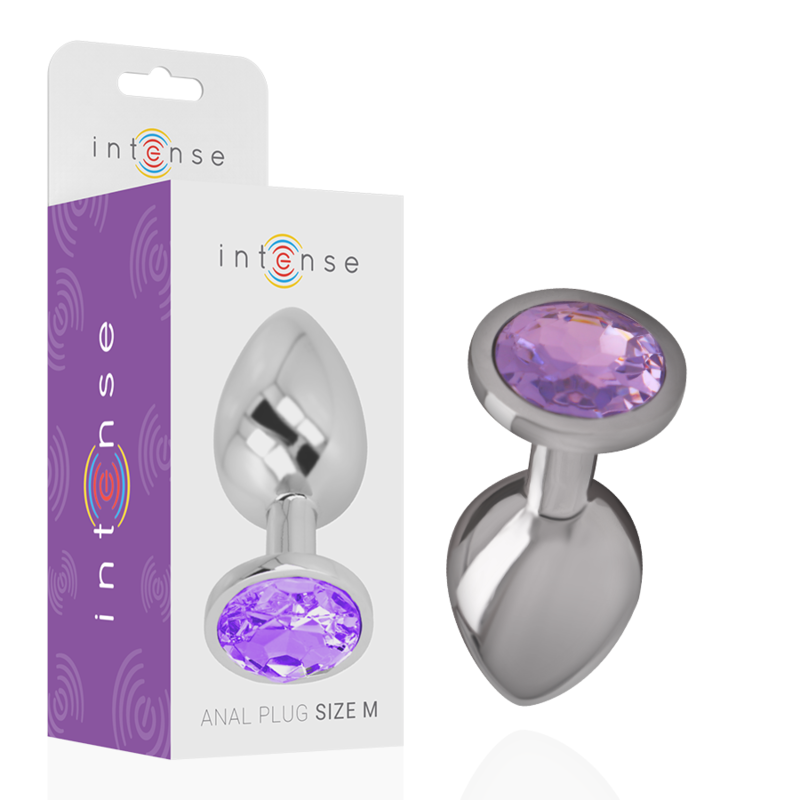 Plug Anal Metal Alumínio Com Cristal Violeta Tamanho M