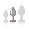 Plug Anal Metal Alumínio Com Cristal Violeta Tamanho M