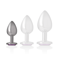 Anal Plug Metaal Aluminium met Violet Kristal Maat S
