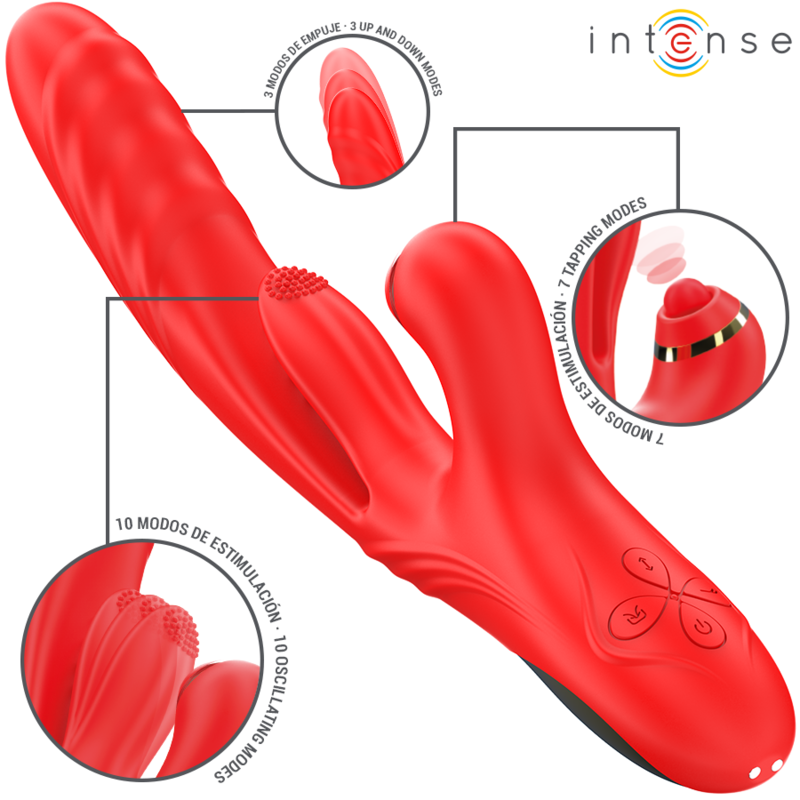 Rosalia Vibrador Multifunção 3 Em 1 Vermelho
