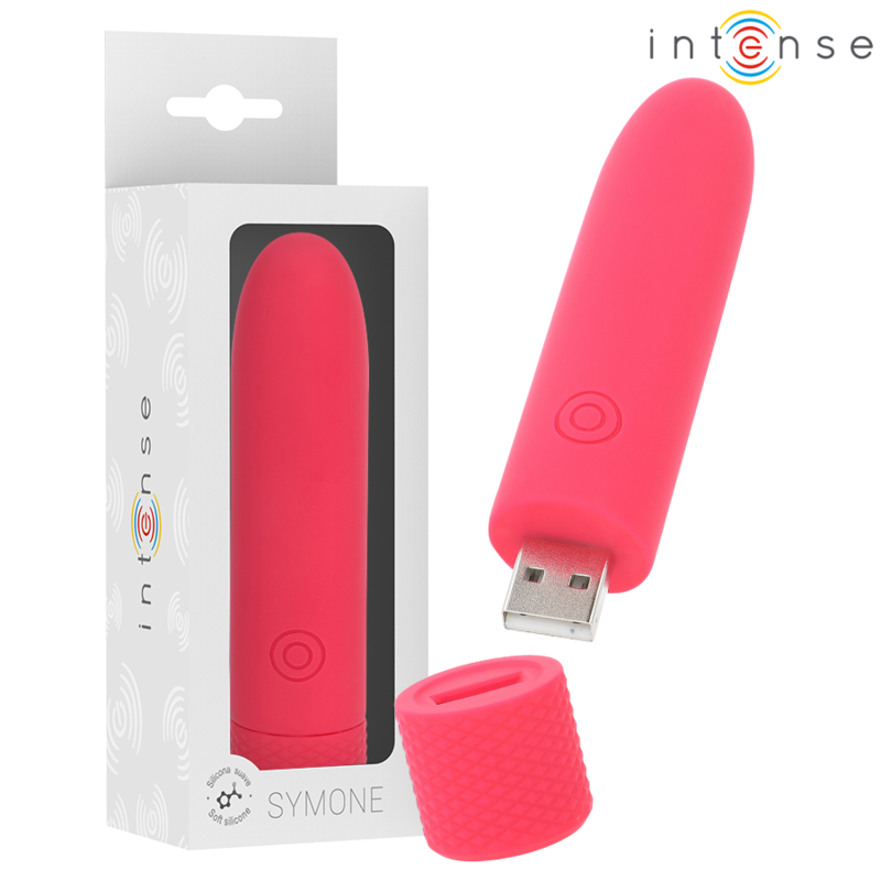 Symone Bullet Vibrator USB Rechargeable 8 Vibration Settings Red 10 X 2.2 Cm